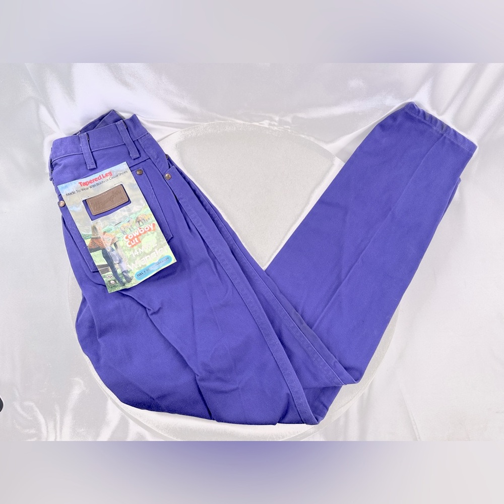 Wrangler Vintage Women Size 14MWZ Purple Denim Jeans Cowboy Cut Tapered Leg USA